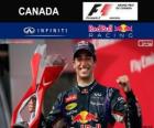 Daniel Ricciardo Kanada 2014 Grand Prix zaferi kutluyor
